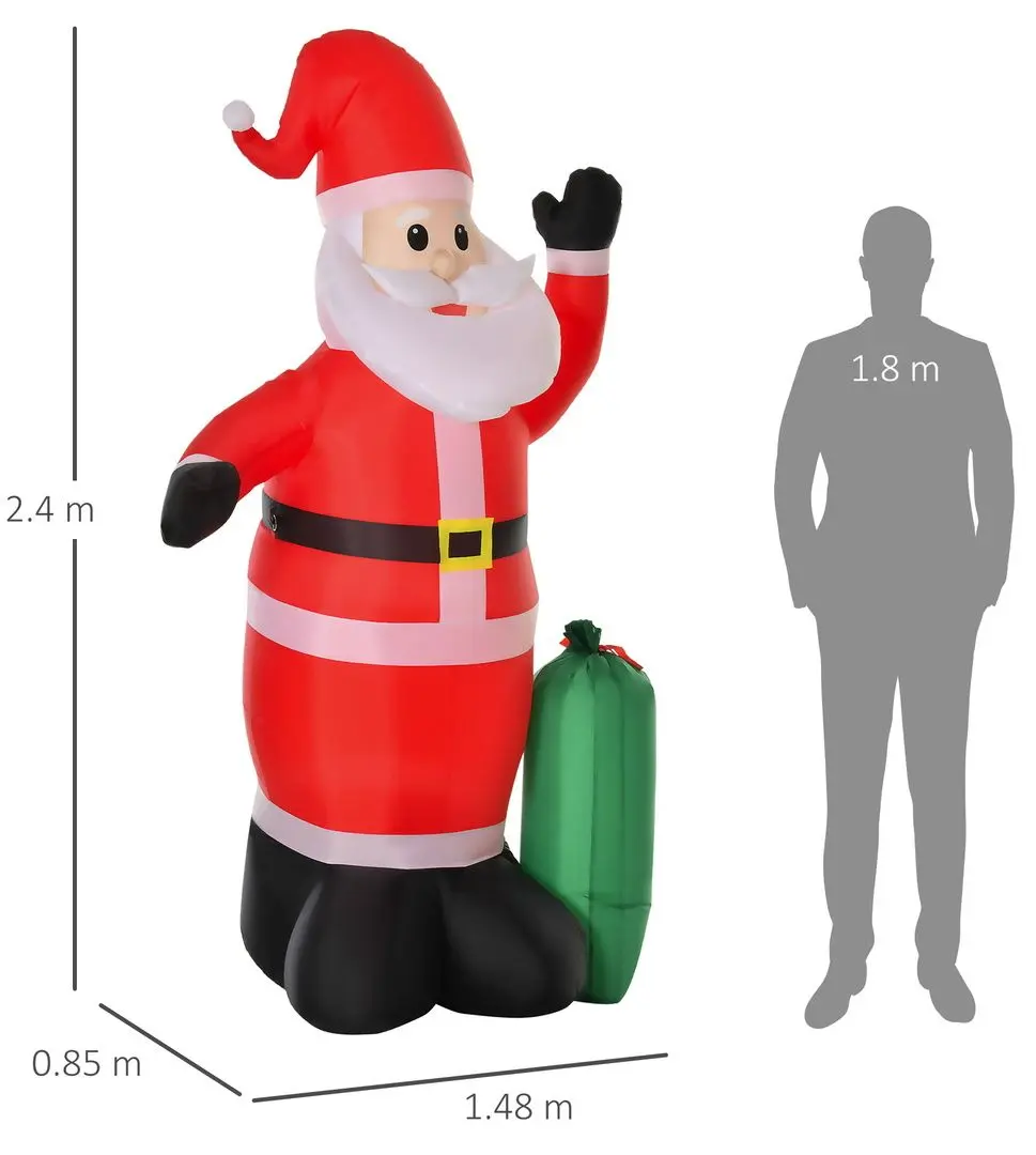 Mos Craciun gonflabil LED Homcom 844-165 2.4m (Red)