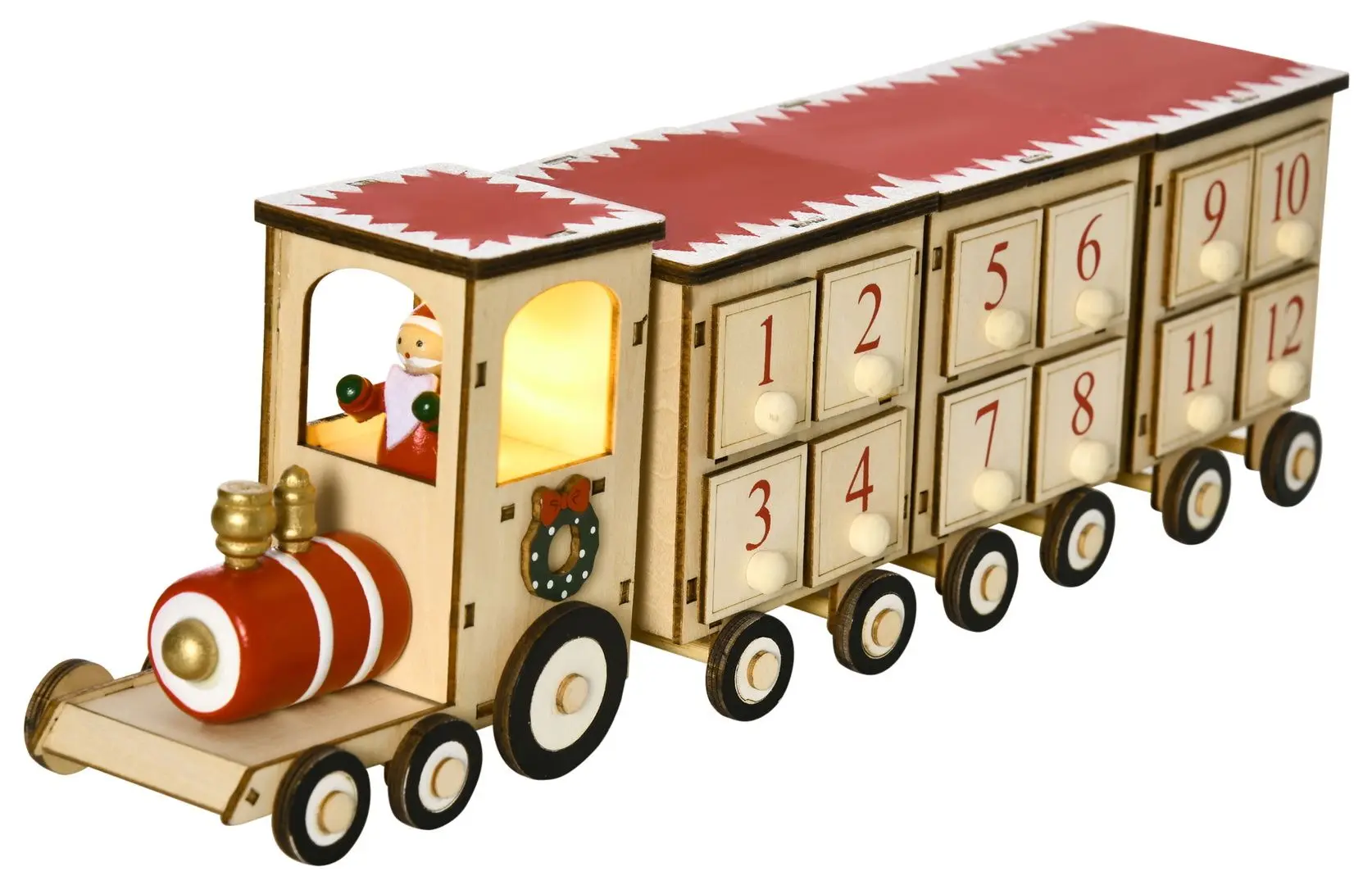 Trenul calendar de Craciun Homcom 830-519V00MX (Natural) - 2
