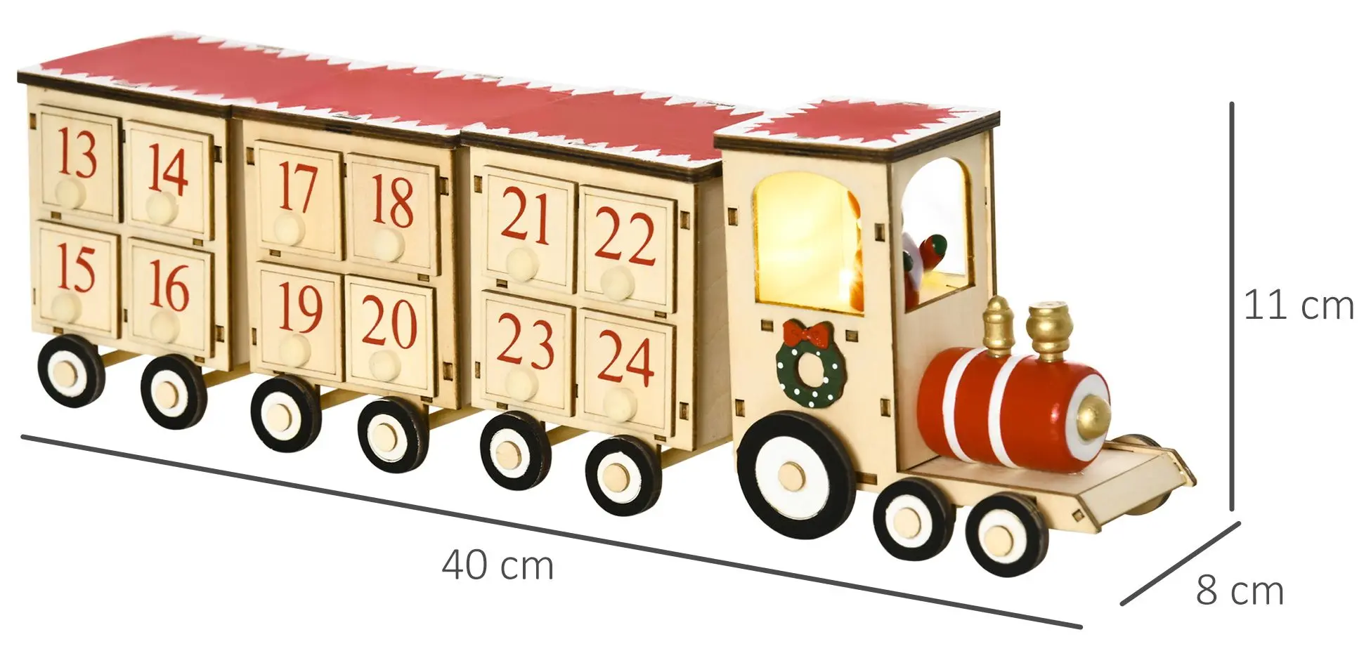 Trenul calendar de Craciun Homcom 830-519V00MX (Natural) - 3