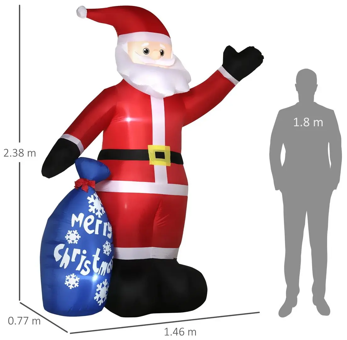 Надувной Санта-Клаус LED Outsunny 844-542V90MX 2.4м (Red)