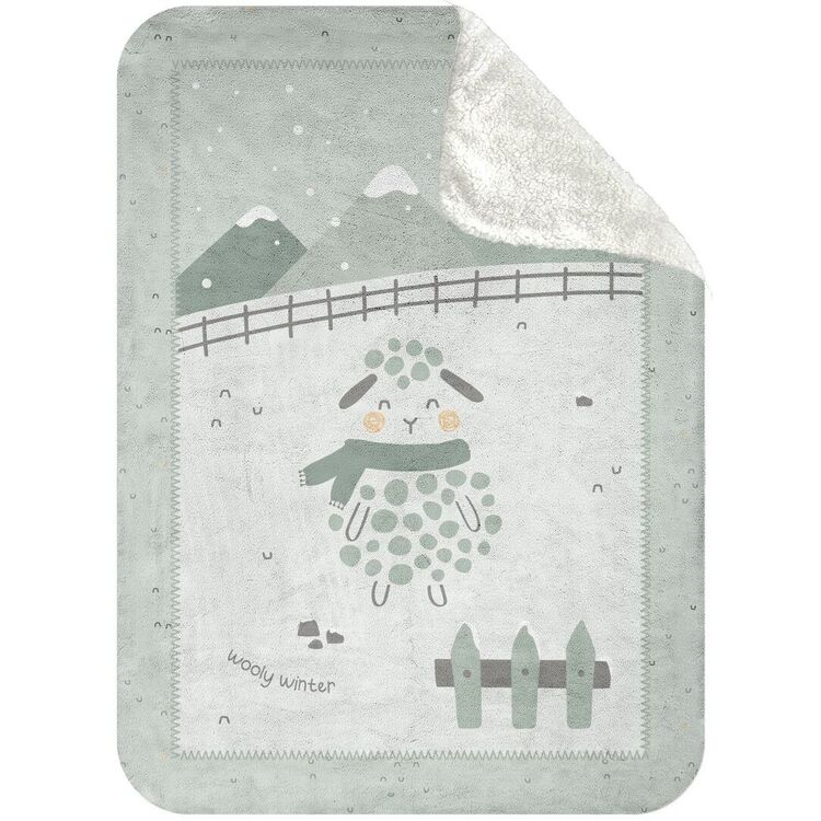 Plapuma pentru copii Kikka Boo Sleepy Sheep Sherpa 80x110 (Green)