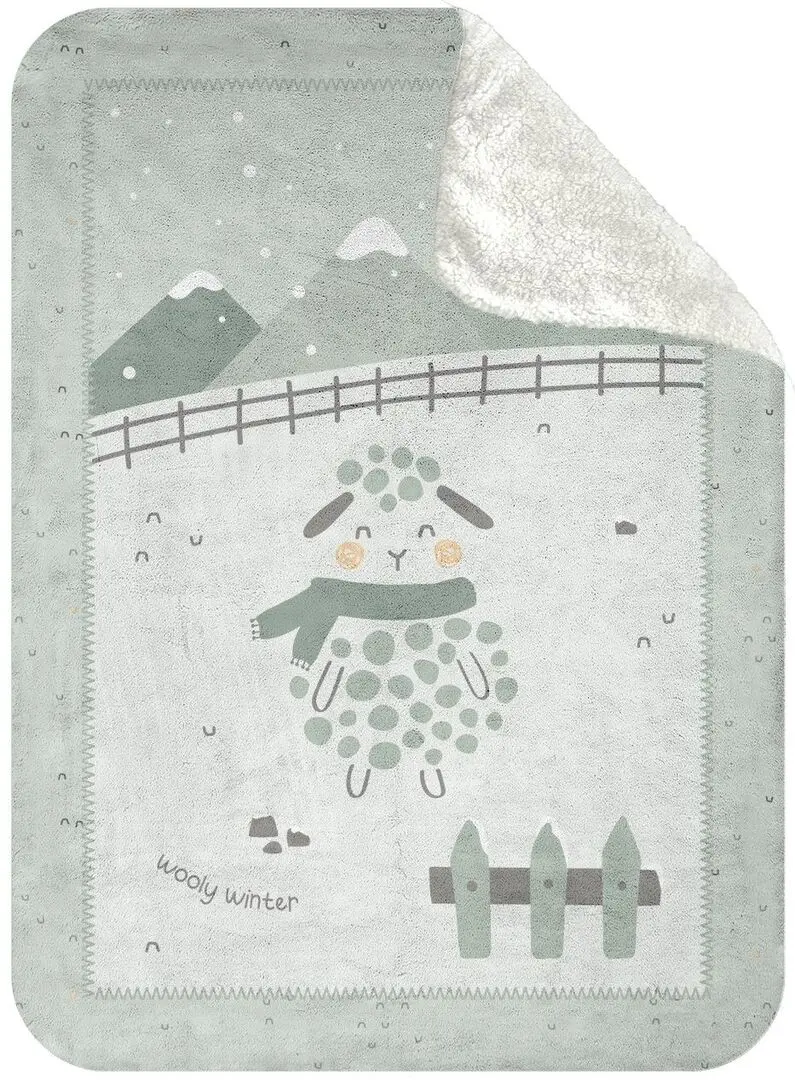 Plapuma pentru copii Kikka Boo Sleepy Sheep Sherpa 80x110 (Green)