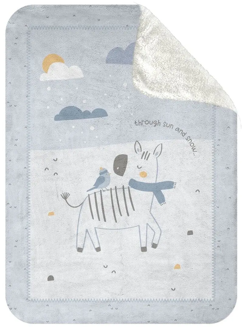 Plapuma pentru copii Kikka Boo Stripy Friends Sherpa 80x110 (Blue)