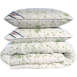 Набор одеяло + 2 подушки Somnart Aloe Vera 200x200 (White/Green) Thumb