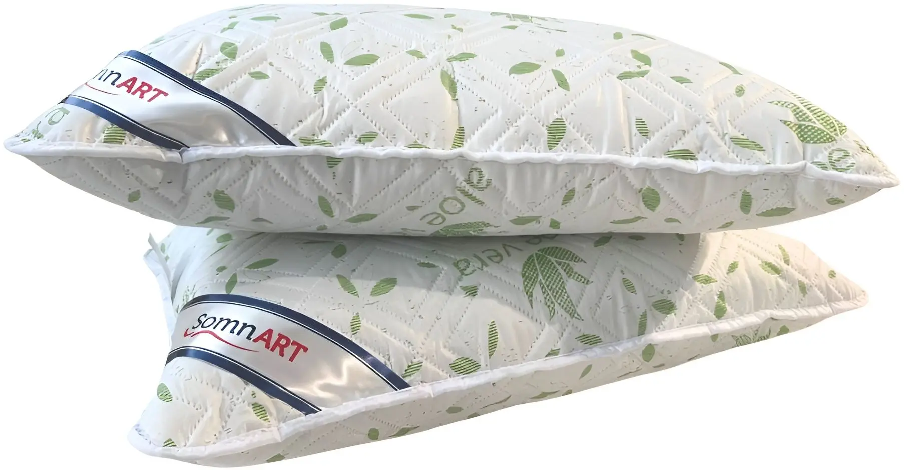 Набор одеяло + 2 подушки Somnart Aloe Vera 200x200 (White/Green) - 4