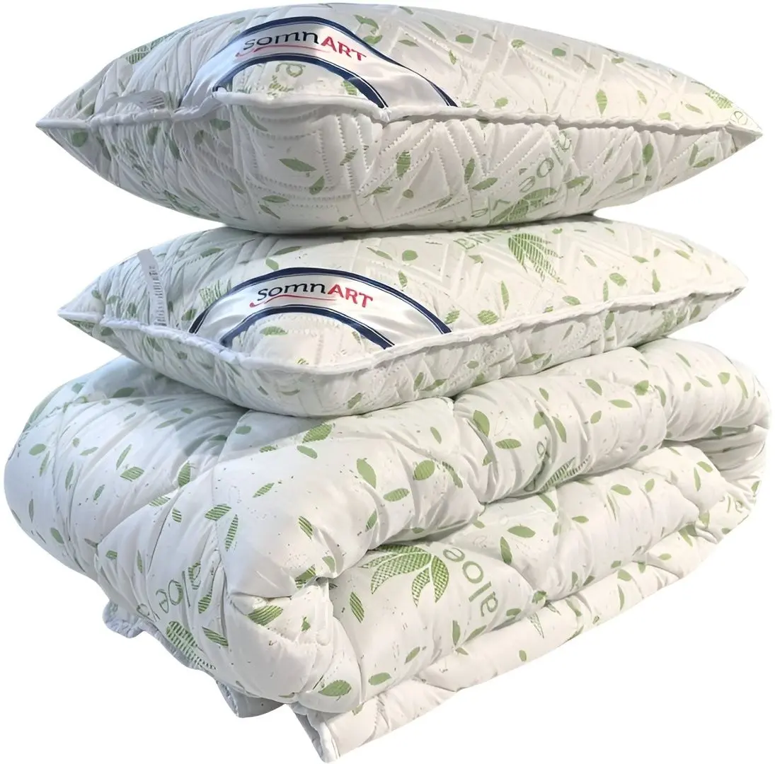 Набор одеяло + 2 подушки Somnart Aloe Vera 200x200 (White/Green)