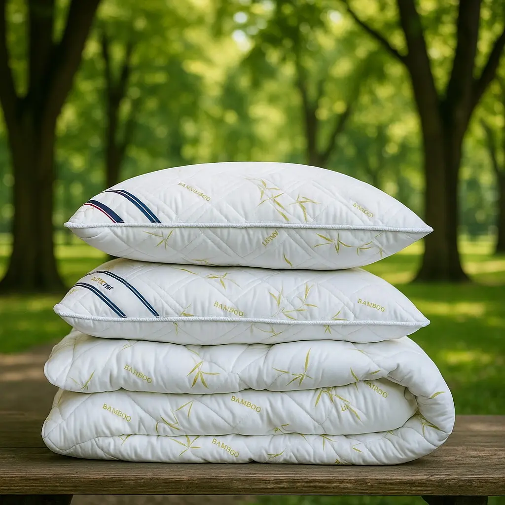 Набор одеяло + 2 подушки Somnart Bamboo 200x220 (White/Yellow) - 3