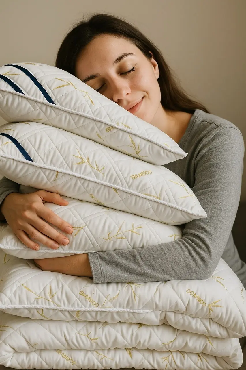 Набор одеяло + 2 подушки Somnart Bamboo 200x220 (White/Yellow) - 6