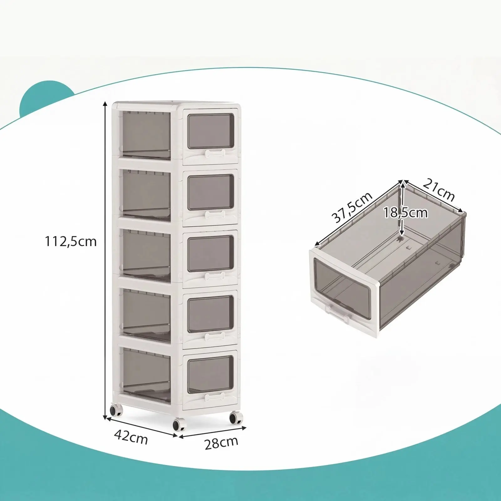 Comoda-organizator Costway JV14286WH-5 (White) - 3