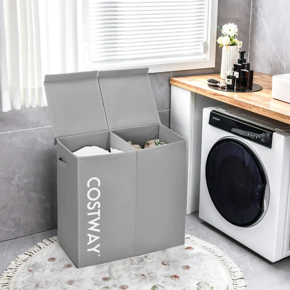 Корзина для белья Costway JV10787GR (Grey) - 3