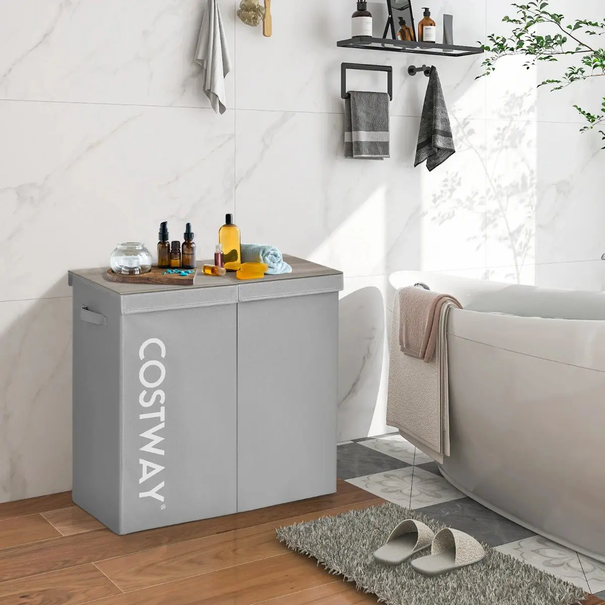 Корзина для белья Costway JV10787GR (Grey) - 4