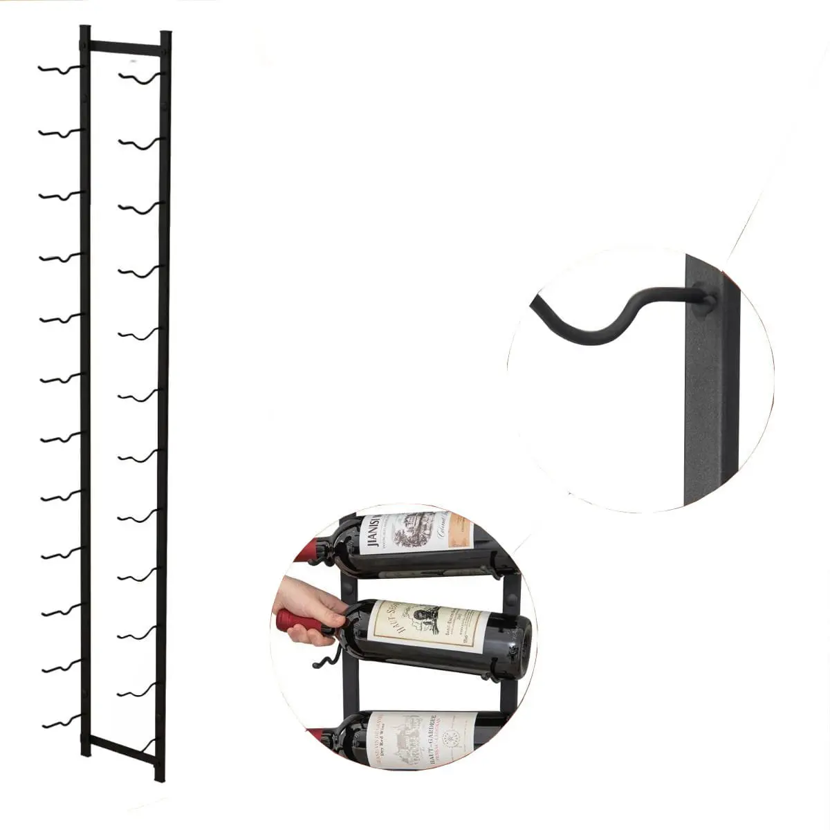 Настенный держатель для бутылок Costway JV13083DK-12 (Black) - 4