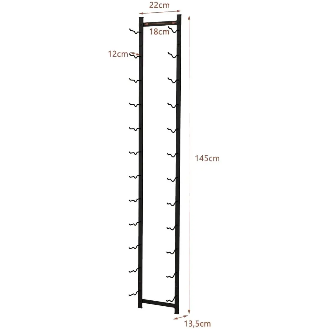 Настенный держатель для бутылок Costway JV13083DK-12 (Black) - 5