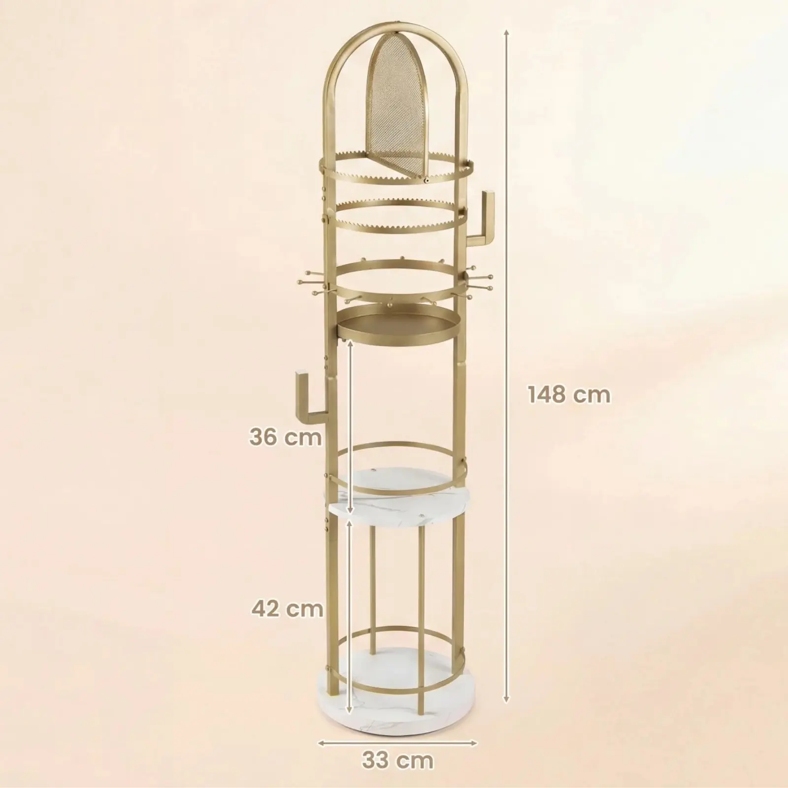 Organizator pentru bijuterii Costway JV13044WH (White/Gold) - 3