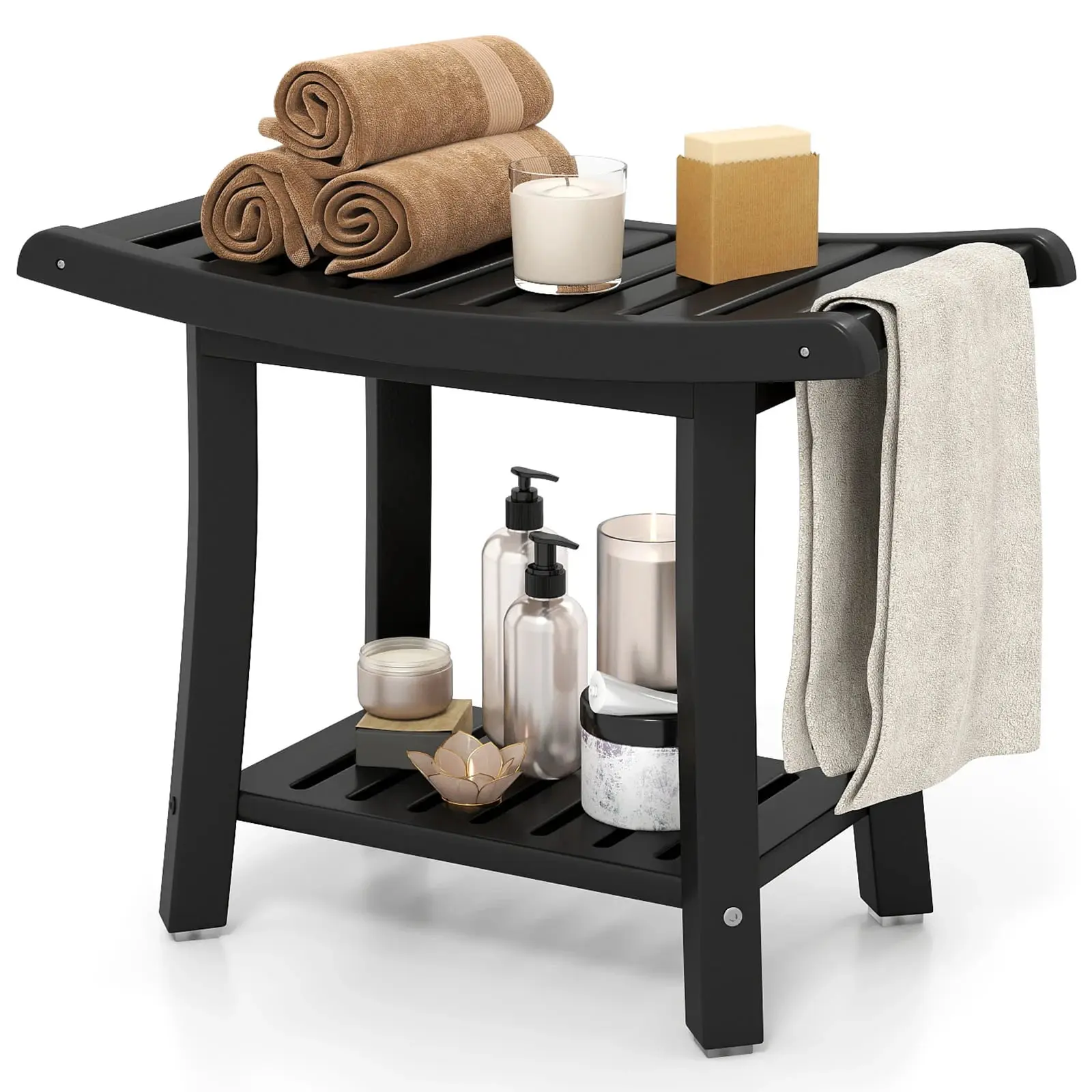 Taburet pentru baie Costway BA7859BK (Black) - 2