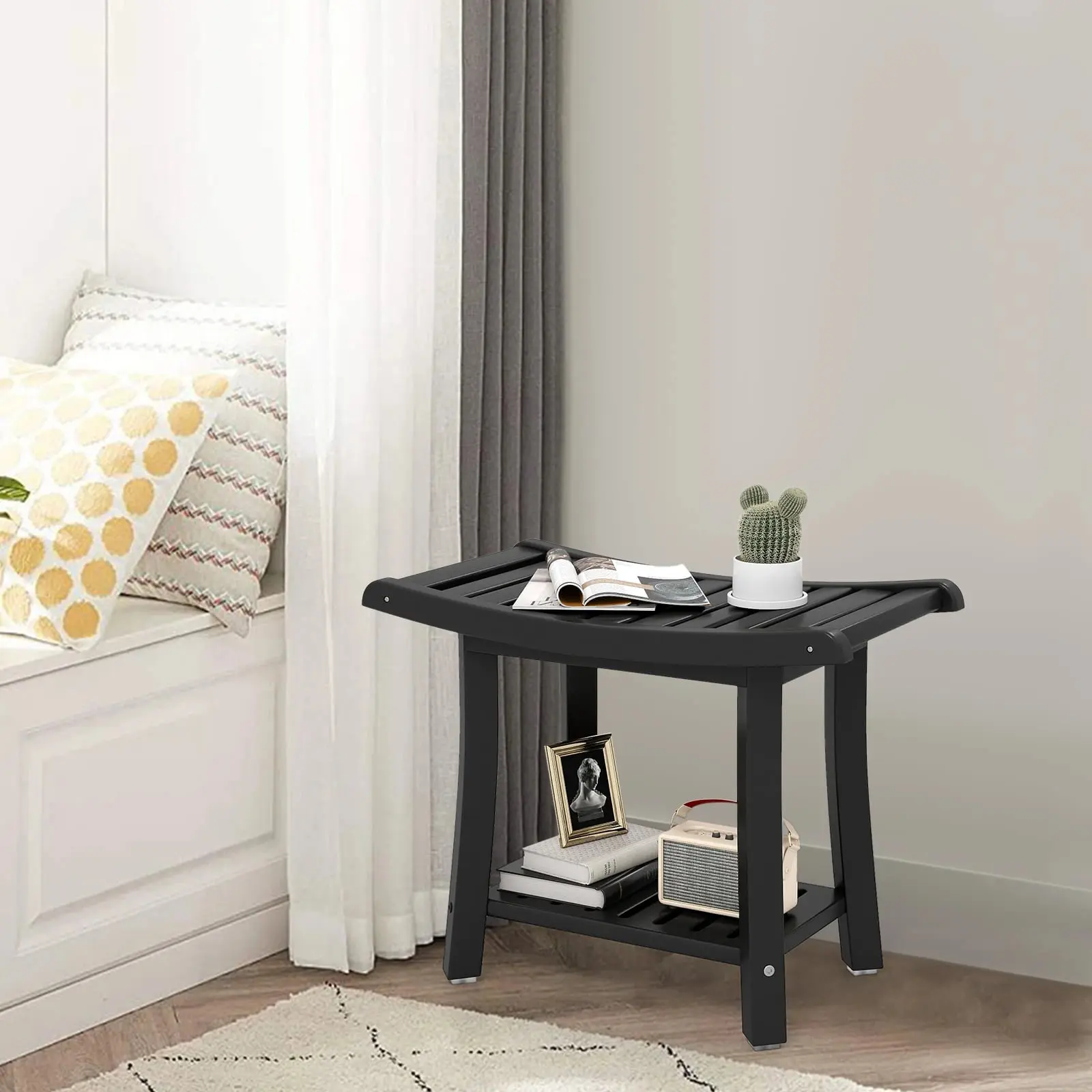 Taburet pentru baie Costway BA7859BK (Black) - 4