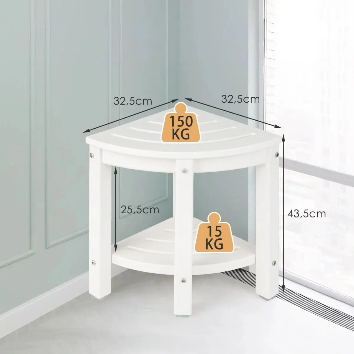 Табурет для ванной Costway BA7860WH (White) - 5