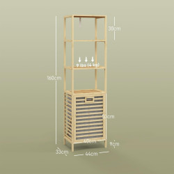 Этажерка с корзиной для белья Homcom 834-672V00ND (Bamboo) Thumb