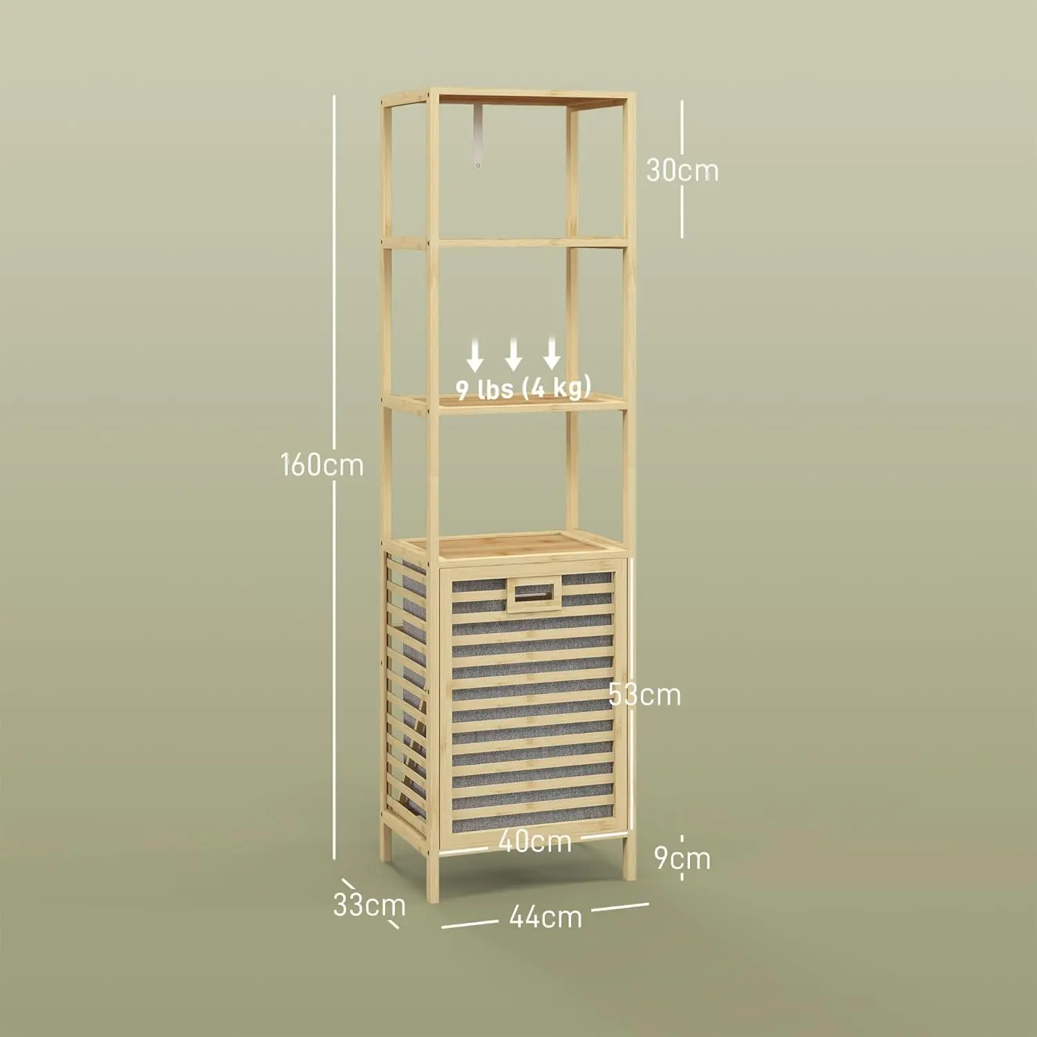 Этажерка с корзиной для белья Homcom 834-672V00ND (Bamboo) - 6