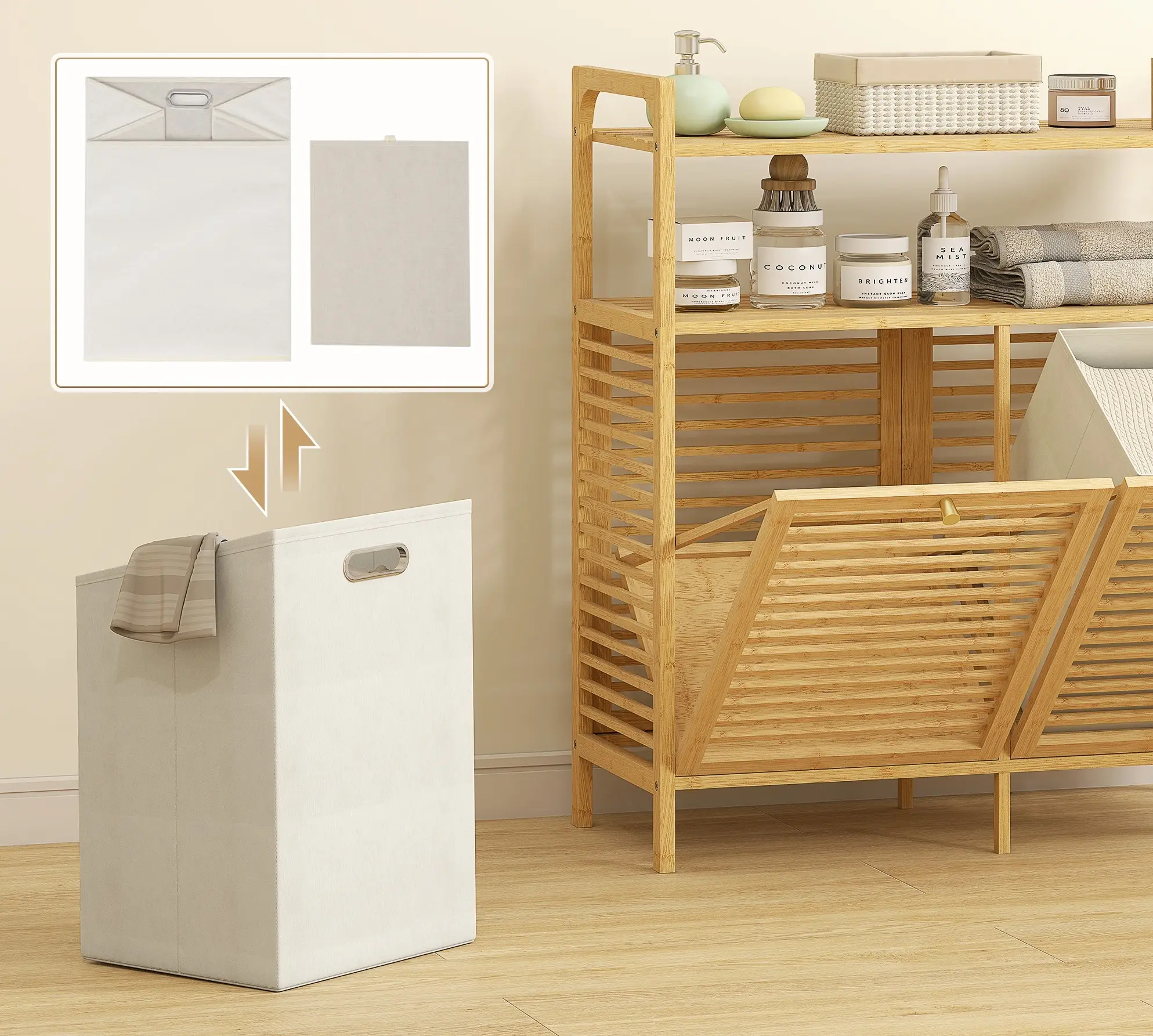 Этажерка с корзиной для белья Homcom 834-881V00ND (Bamboo) - 3