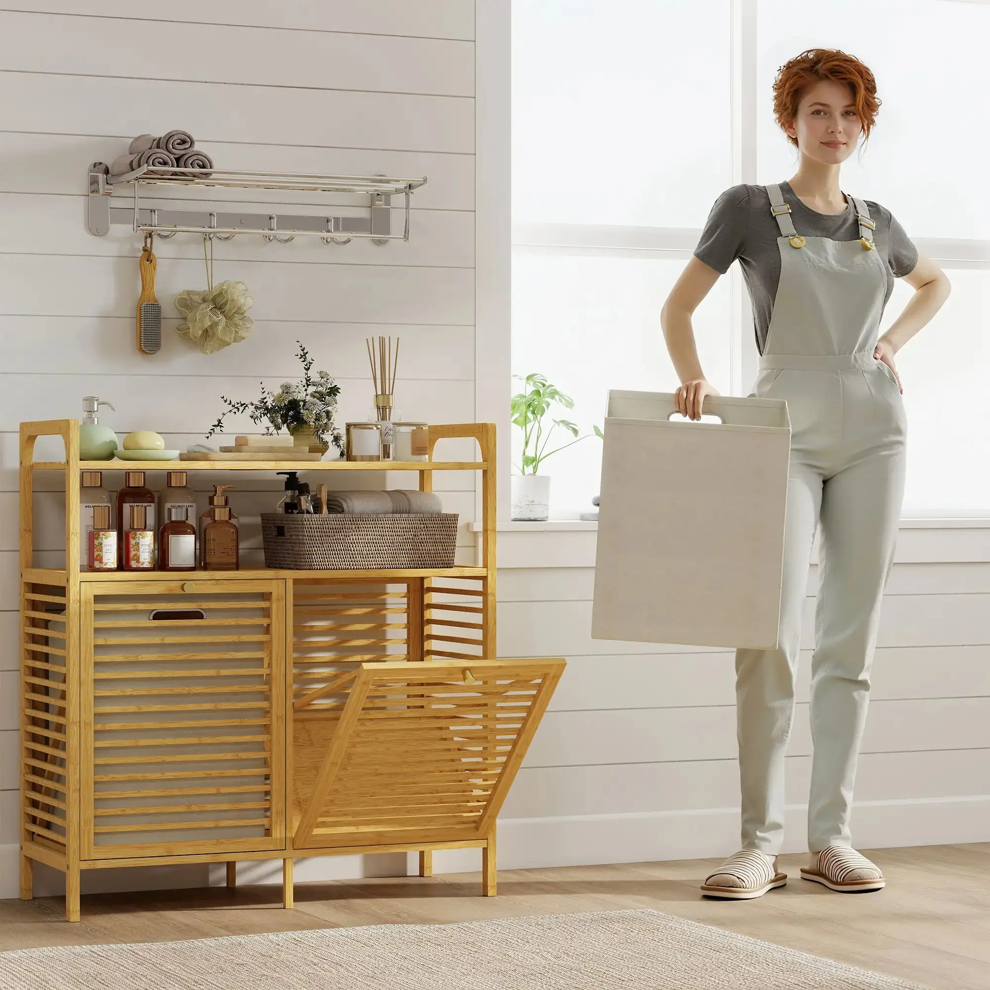 Этажерка с корзиной для белья Homcom 834-881V00ND (Bamboo) - 5