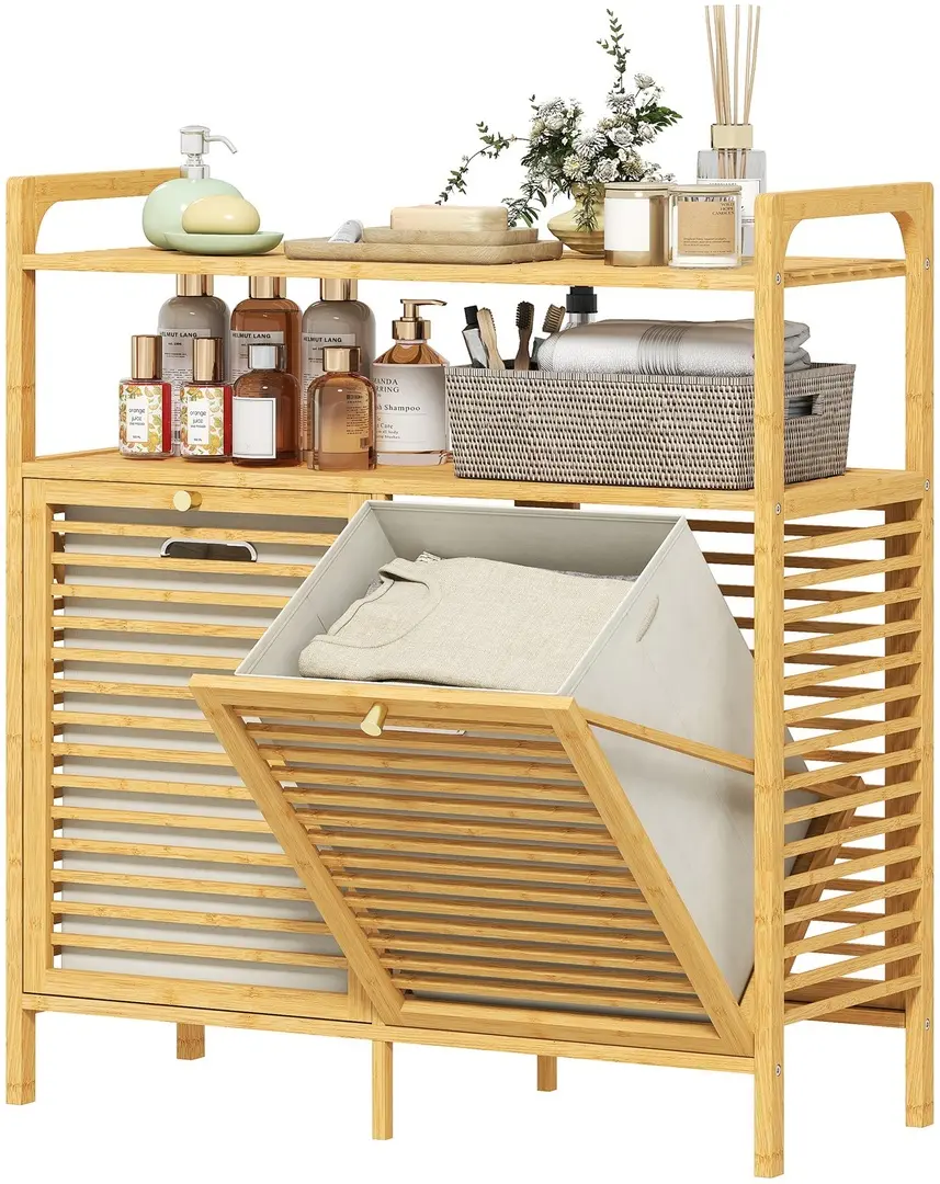 Этажерка с корзиной для белья Homcom 834-881V00ND (Bamboo)