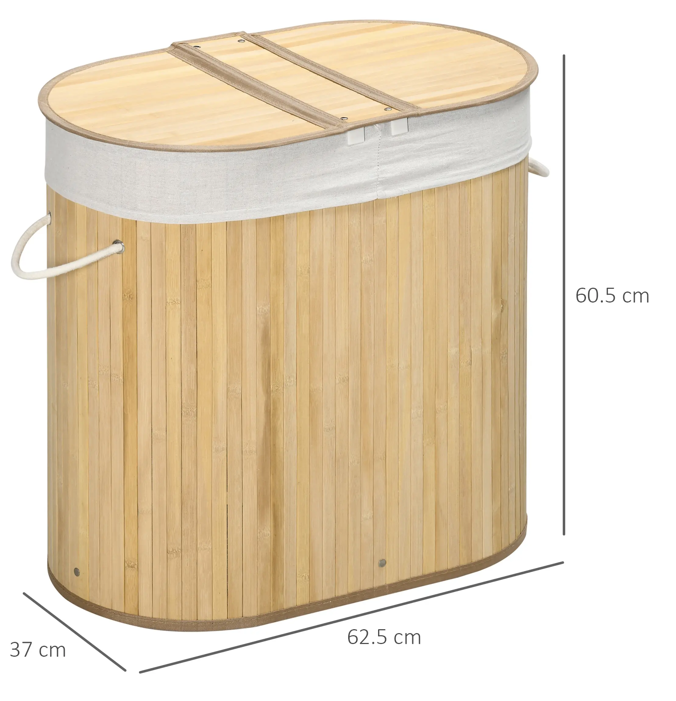 Cos pentru rufe Homcom 850-220V00ND (Natural Wood/White) - 5