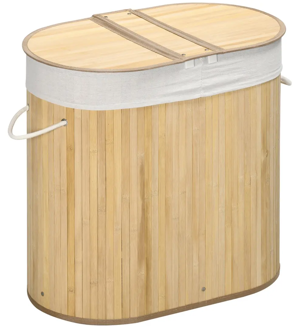 Cos pentru rufe Homcom 850-220V00ND (Natural Wood/White)