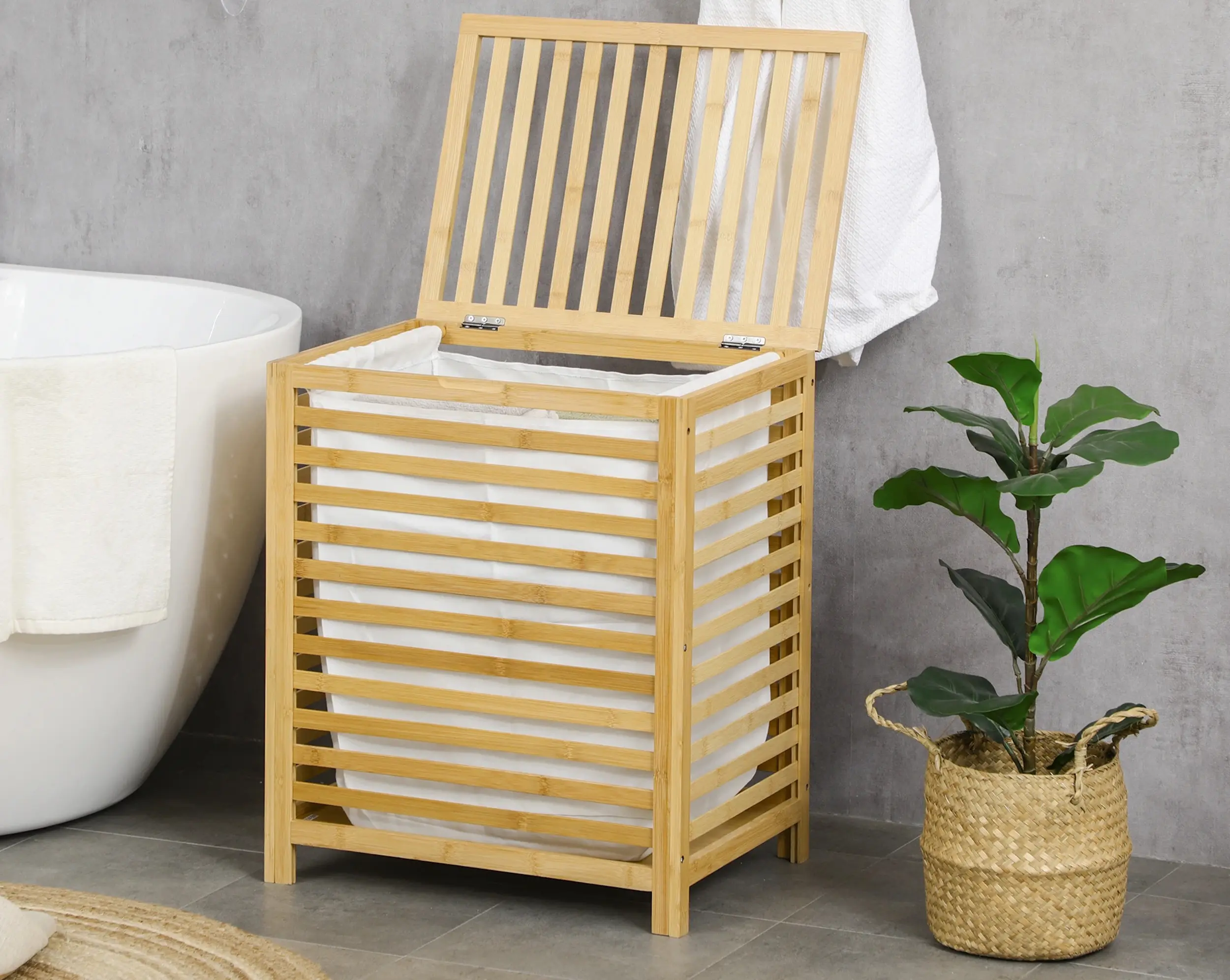 Cos pentru rufe Homcom 850-255V00ND (Natural Wood) - 4