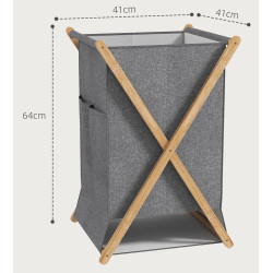 Cos pentru rufe Homcom 850-325V00ND (Natural Wood/Grey) Thumb