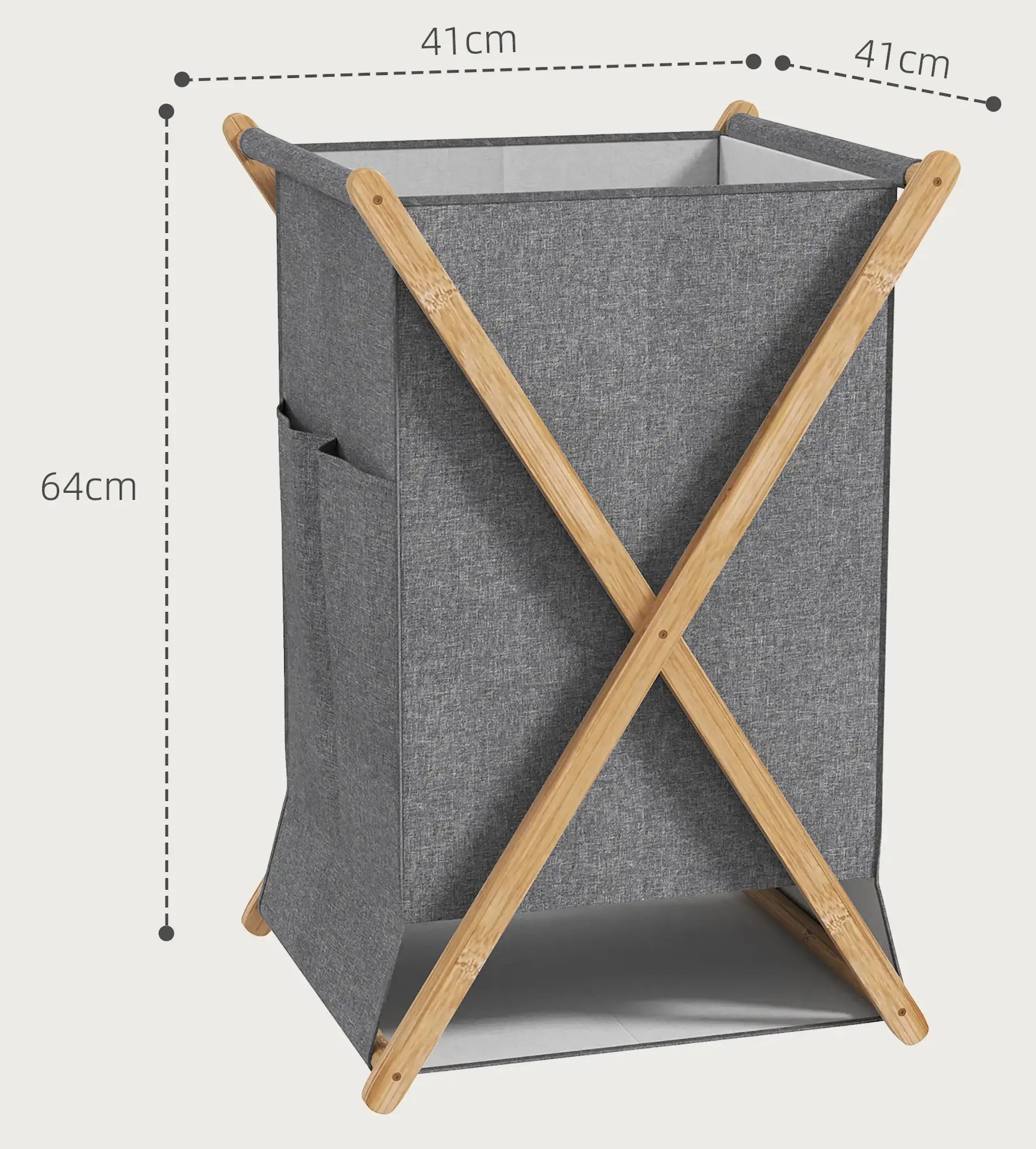 Cos pentru rufe Homcom 850-325V00ND (Natural Wood/Grey) - 5