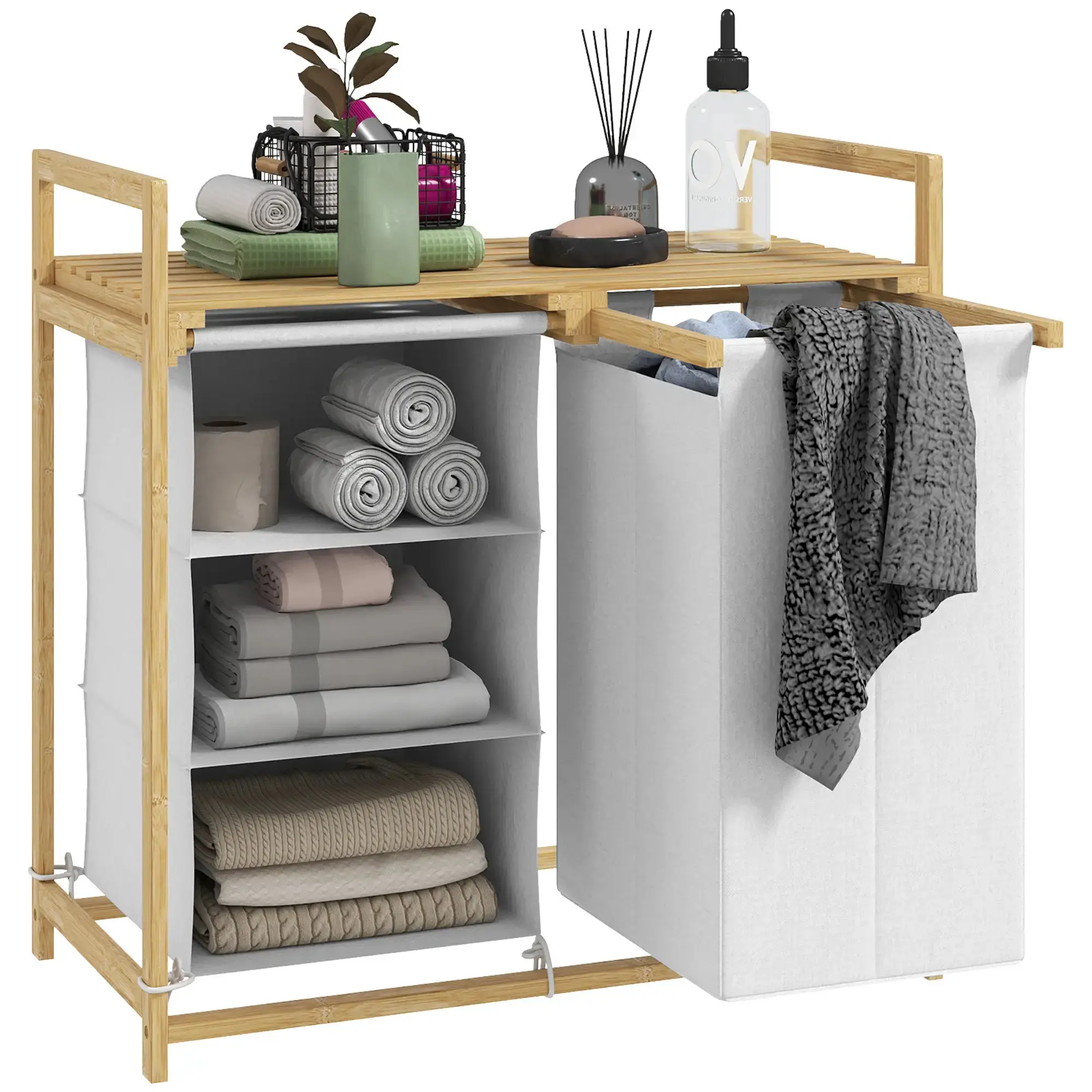 Корзина для белья Homcom 850-328V00WT (White/Natural) - 3