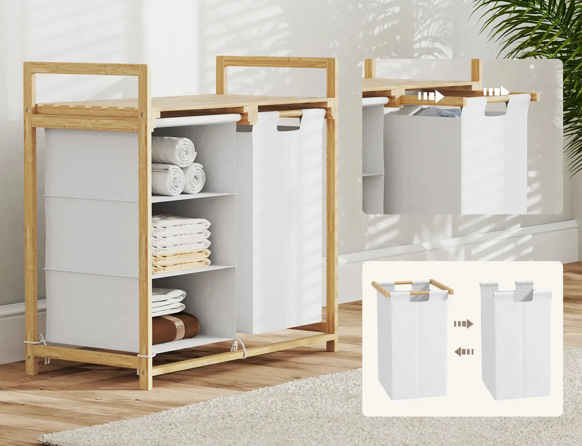 Корзина для белья Homcom 850-328V00WT (White/Natural) - 5