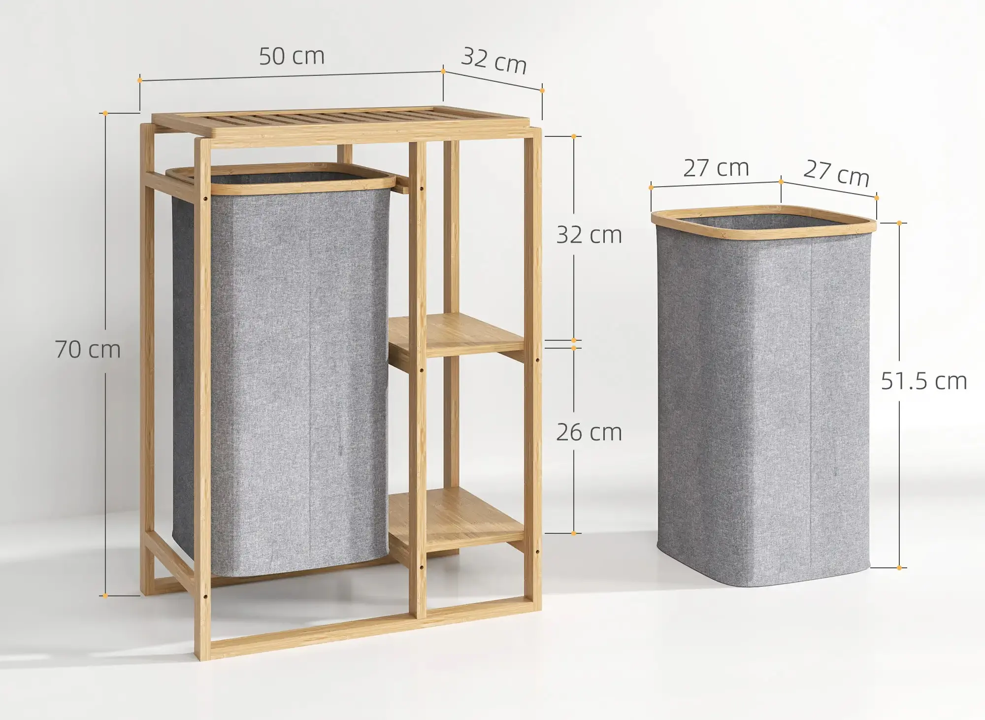 Cos de rufe Homcom 850-329V00GY (Natural/Grey) - 9