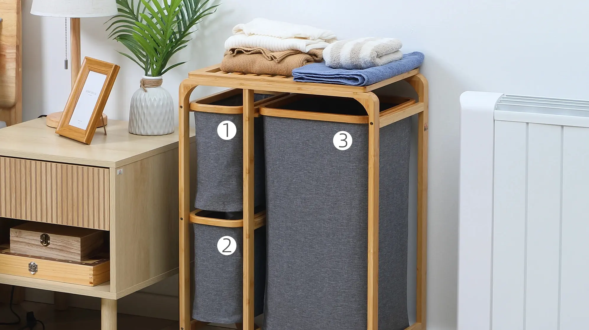 Корзина для сортировки белья Homcom 850-181 (Natural/Grey) - 6