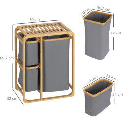 Корзина для сортировки белья Homcom 850-181 (Natural/Grey) Thumb