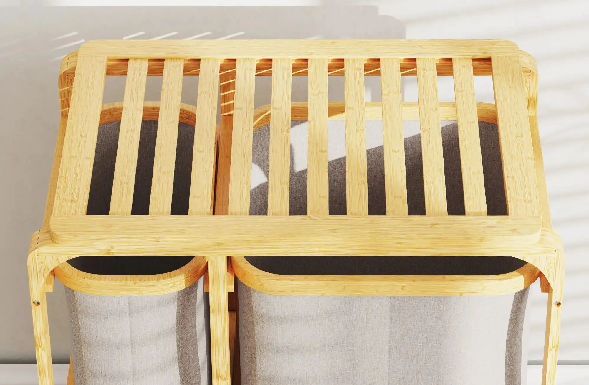 Корзина для сортировки белья Homcom 850-181V00CW (Natural/Cream White) - 6