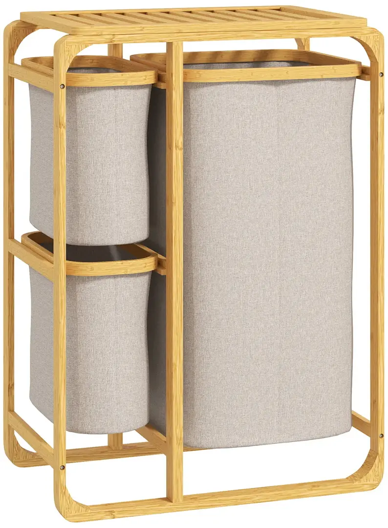 Корзина для сортировки белья Homcom 850-181V00CW (Natural/Cream White)