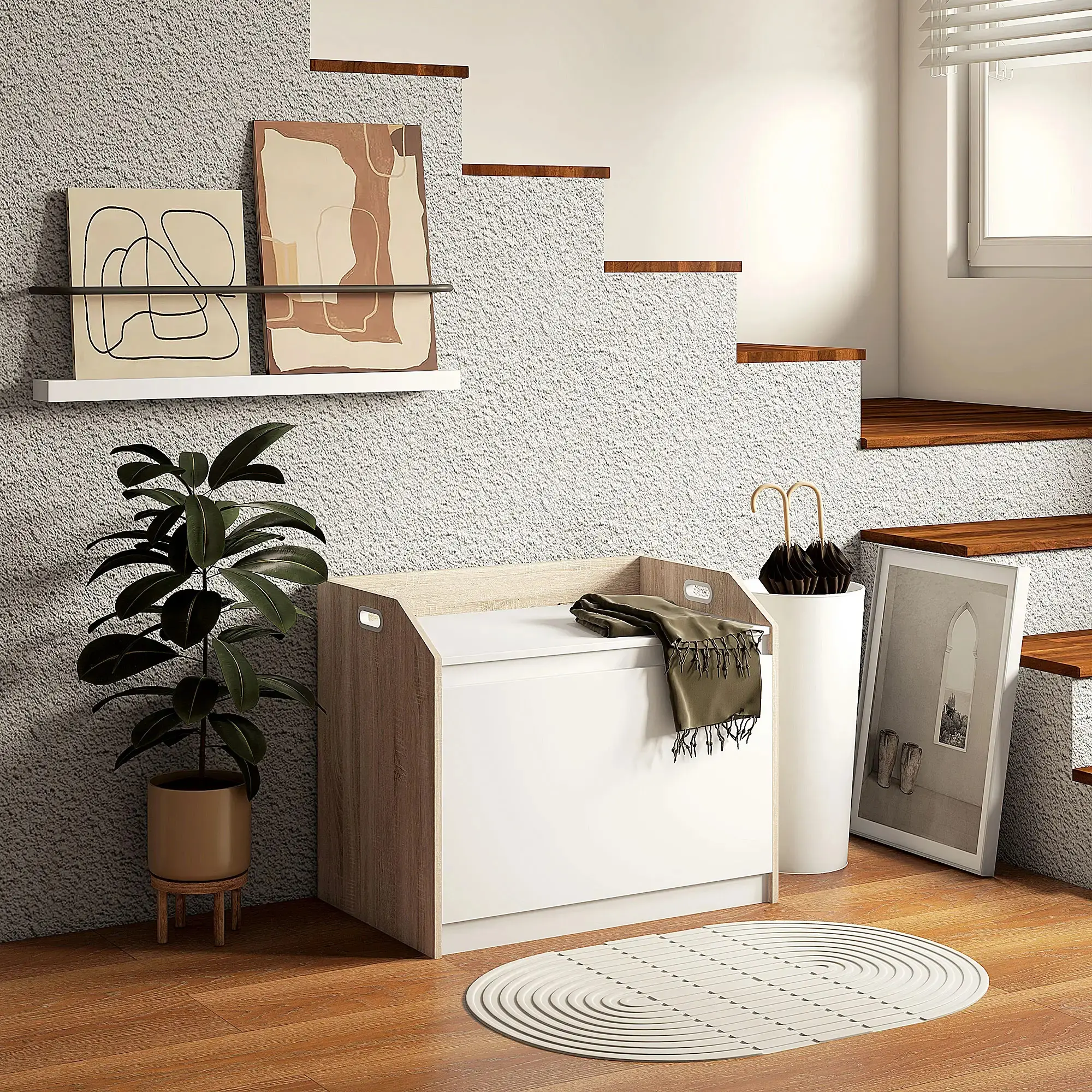 Сундук для хранения Homcom 838-090V01WT (White/Natural) - 7