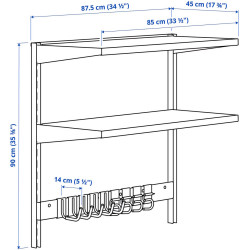 Стеллаж Ikea Bror с крючками/2 полки 88x45x90 (Черный) Thumb