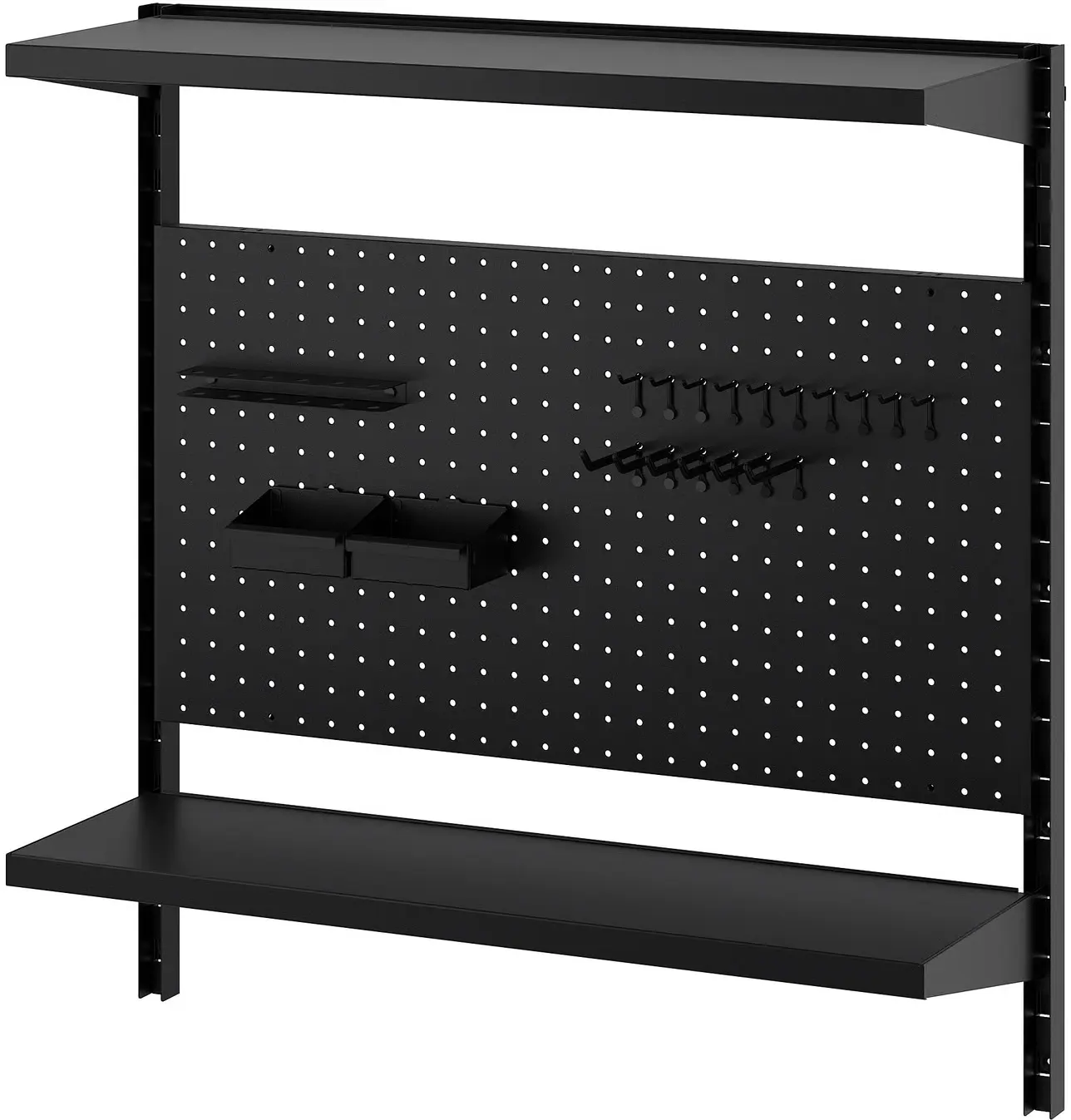 Стеллаж Ikea Bror с перфорированной панелью/2 полки 88x30x90 (Черный) - 3