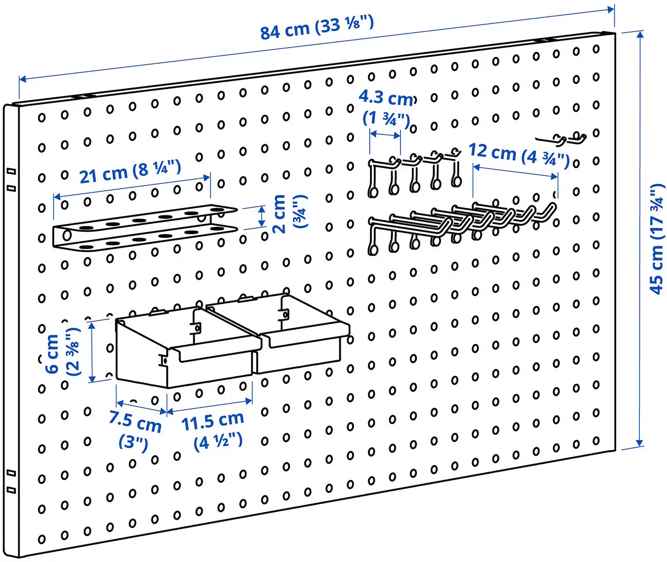 Стеллаж Ikea Bror с перфорированной панелью/2 полки 88x30x90 (Черный) - 5
