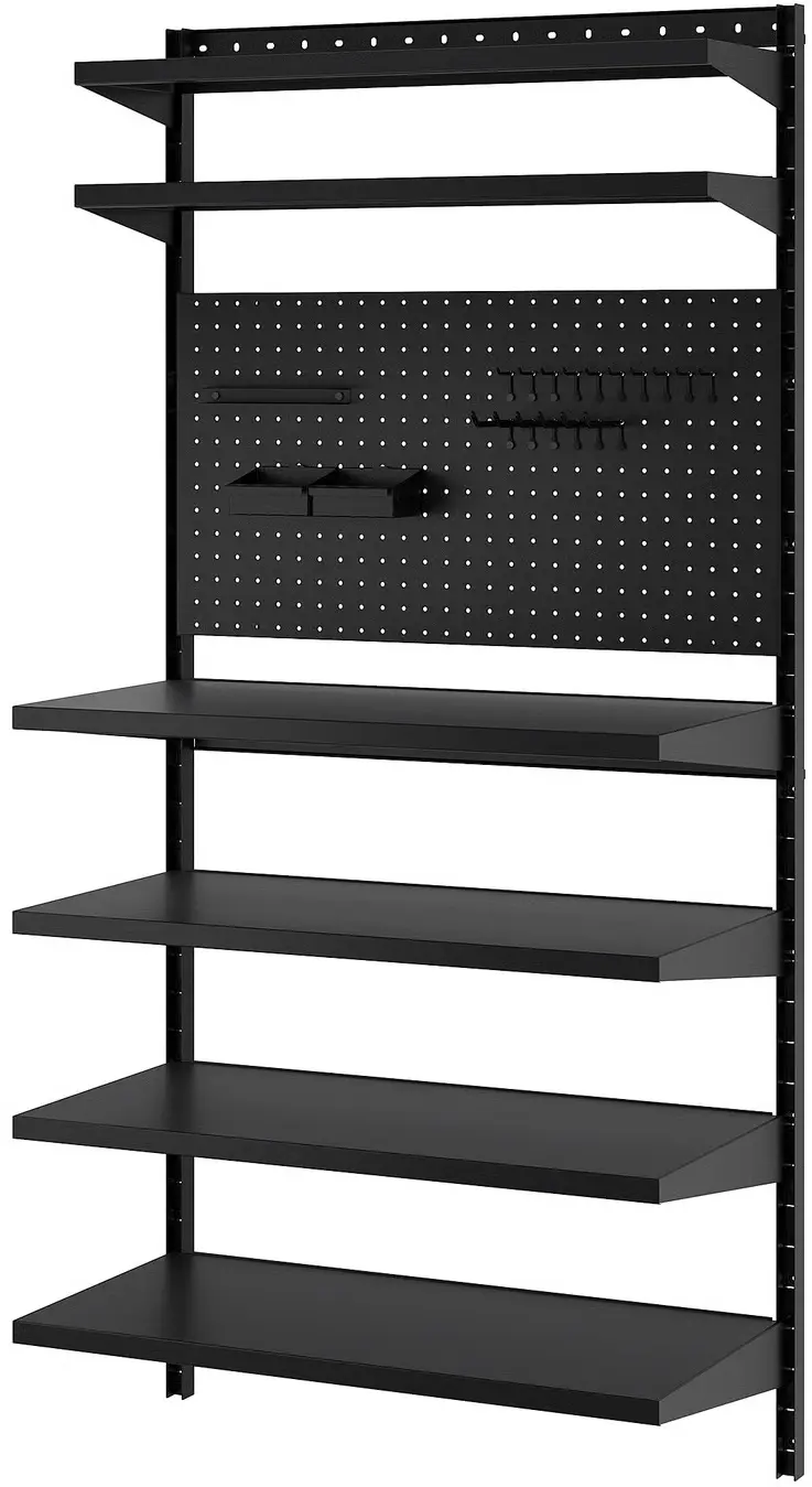 Стеллаж Ikea Bror с перфорированной панелью 88x30/45x180 (Черный) - 2