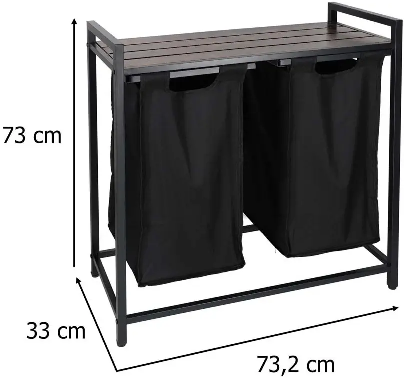 Cos de sortare rufe Ikonka KX3097 (Black/Aged Oak) - 13