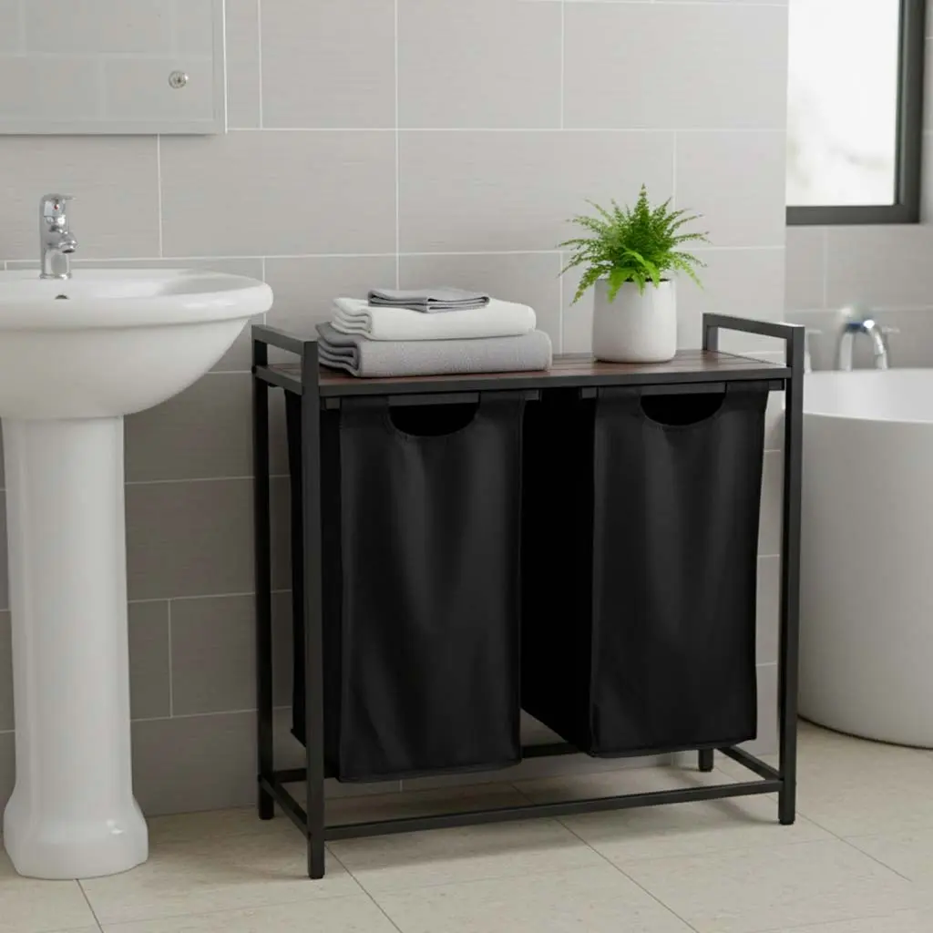 Cos de sortare rufe Ikonka KX3097 (Black/Aged Oak) - 15