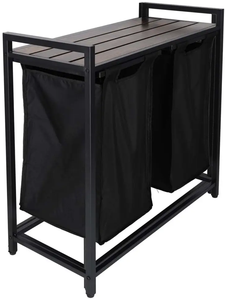 Cos de sortare rufe Ikonka KX3097 (Black/Aged Oak) - 3