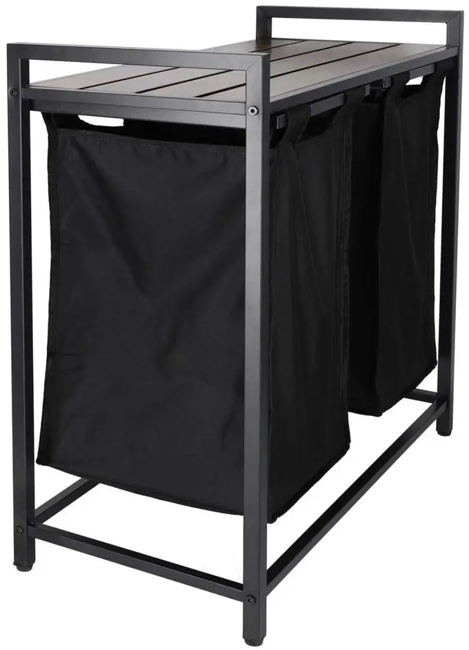 Cos de sortare rufe Ikonka KX3097 (Black/Aged Oak) - 4