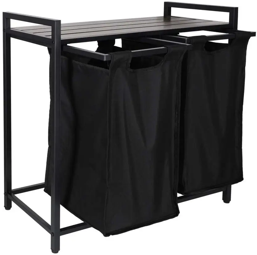 Cos de sortare rufe Ikonka KX3097 (Black/Aged Oak) - 5