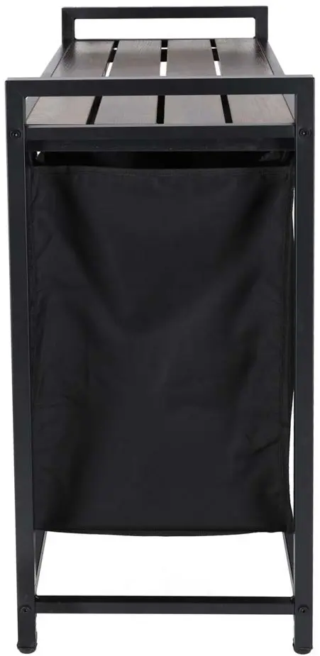 Cos de sortare rufe Ikonka KX3097 (Black/Aged Oak) - 7
