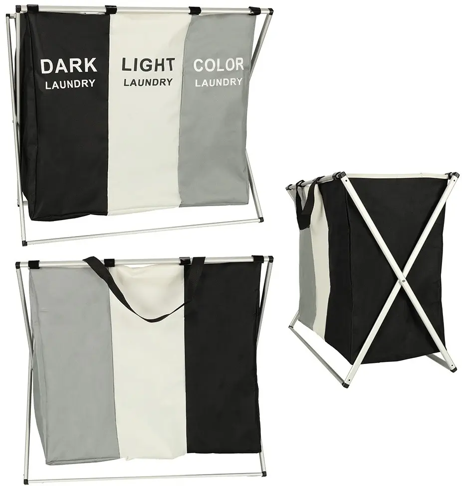 Cos de sortare rufe Ikonka KX4846 (Black/White/Grey) - 2
